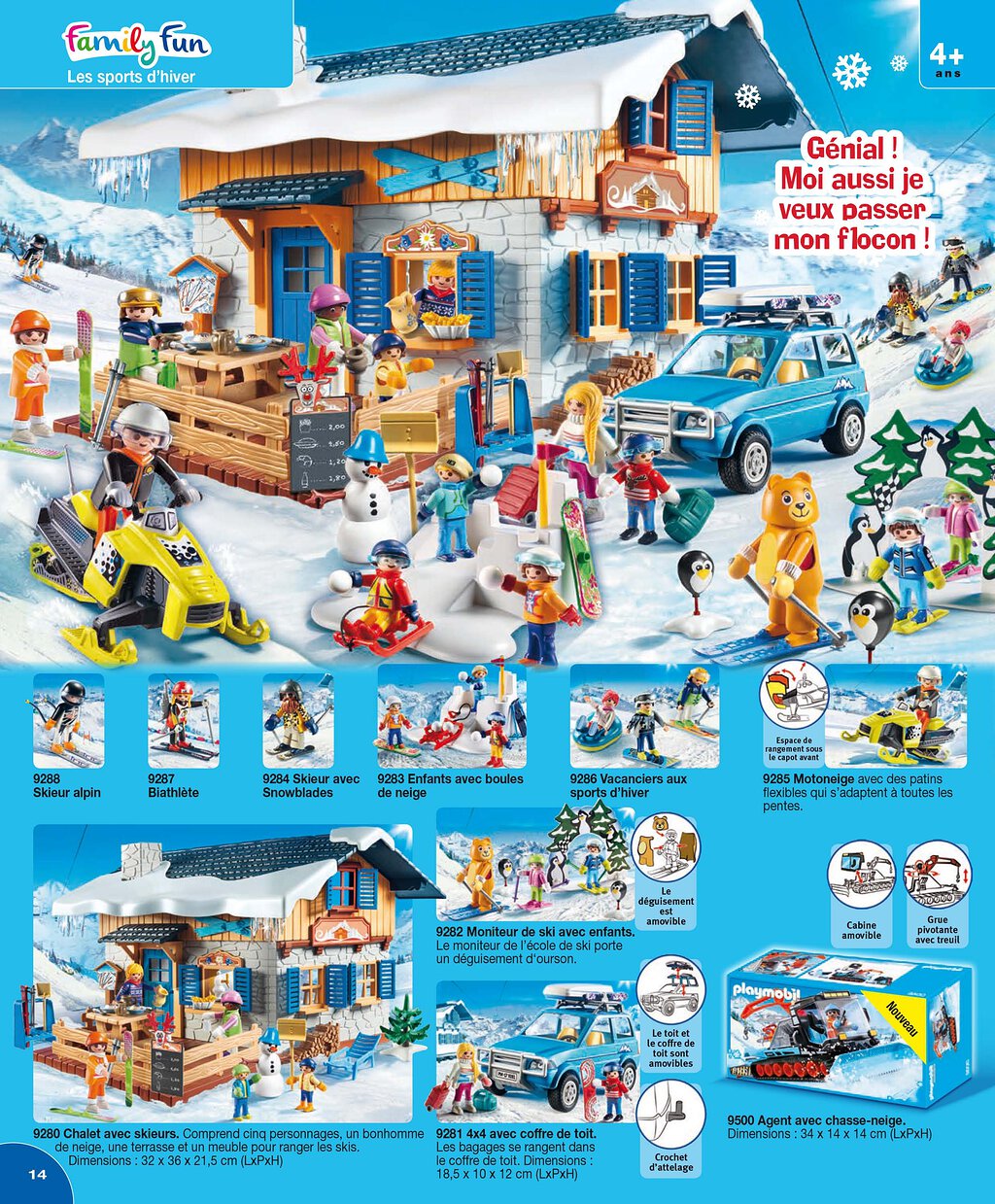 Chalet Playmobil 9280 *NOUVEAU* Monde du sport d'hiver avec skieurs et  bonhomme de neige 
